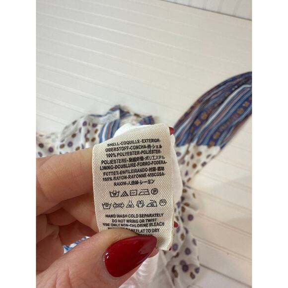 Free People Rain Shine Printed Lace-Up Swing Dress Floral Stripe Boho Mini Sz S - Picture 8 of 9